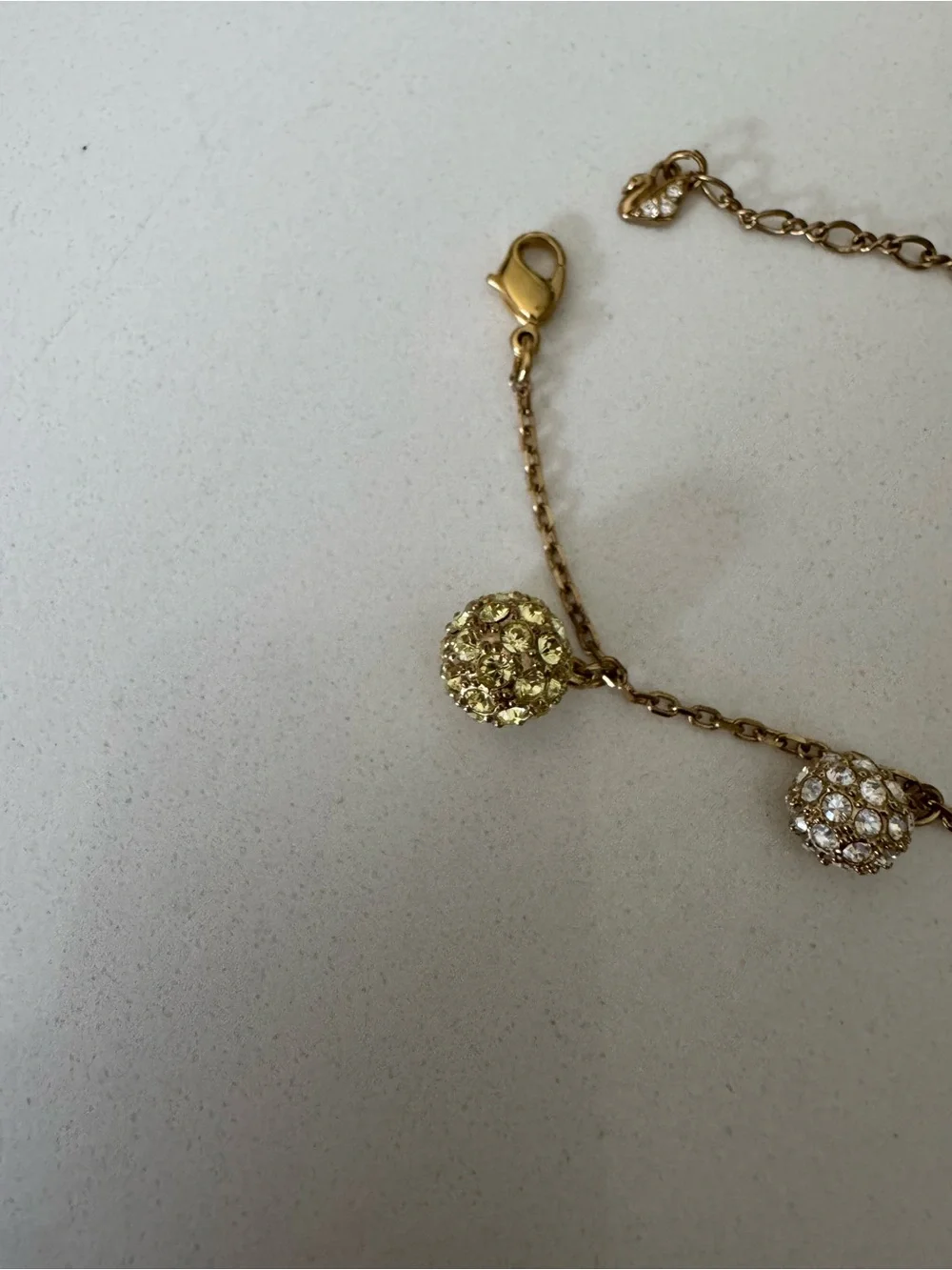 Swarovski Gold Plated Bracelet with Crystal Pavé Sphere Charms